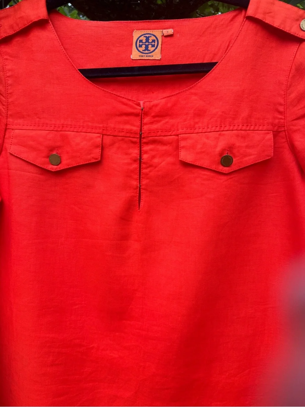 Tory Burch Bright Red Long-Sleeve Shift Dress for Girls